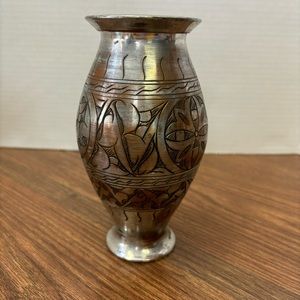 Vintage Copper Turkish Etched Vase